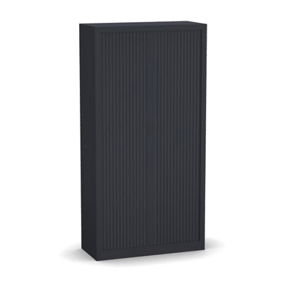 Armoire  rideaux monobloc H. 198 x L. 100 x P. 43 cm - corps gris anthracite - rideaux gris anthracite - quipe de 4 tablettes + rail