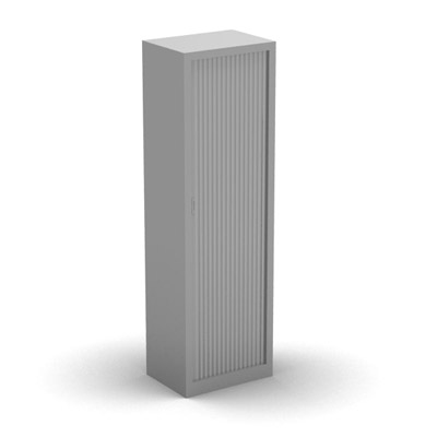 Armoire penderie H. 198 x L. 60 x P. 43 cm - corps gris aluminium - rideaux gris aluminium - quipe d'1 tablette penderie
