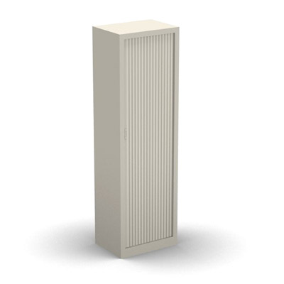 Armoire penderie H. 198 x L. 60 x P. 43 cm - corps beige - rideaux beige - quipe d'1 tablette penderie