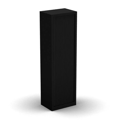 Armoire penderie H. 198 x L. 60 x P. 43 cm - corps noir - rideaux noir - quipe d'1 tablette penderie