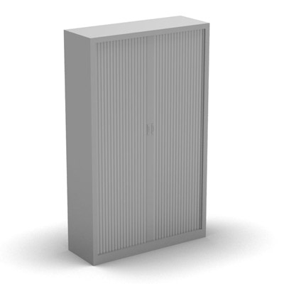 Armoire penderie H. 198 x L. 120 x P. 43 cm - corps gris aluminium - rideaux gris aluminium - quipe d'1 kit penderie