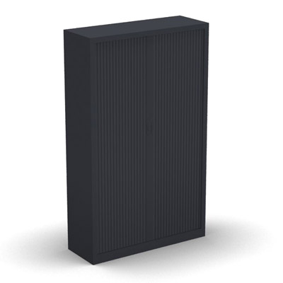 Armoire penderie H. 198 x L. 120 x P. 43 cm - corps gris anthracite - rideaux gris anthracite - quipe d'1 kit penderie
