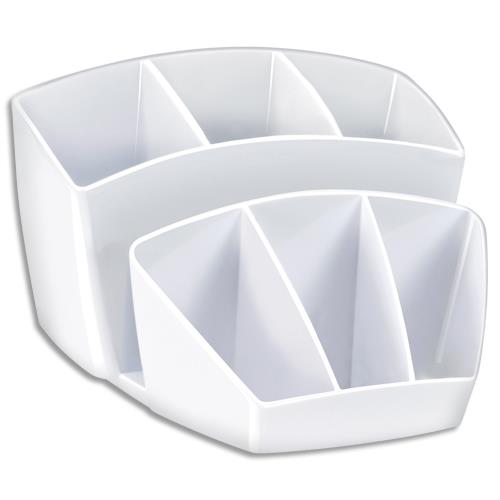 Multipot CEP PROTECT 6 cmpts + 2 espace - Proprits antibactriennes - Dim(lxhxp): 14,3x9,3x15,8 cm - Blanc