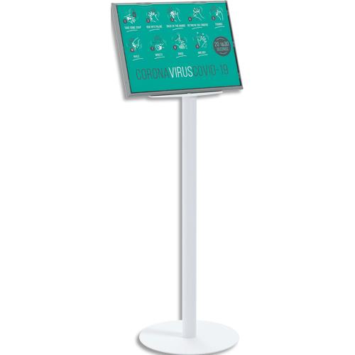 Prsentoir d'information PAPERFLOW en aluminium pour format A3 - Signaltique intrieure - Coloris blanc