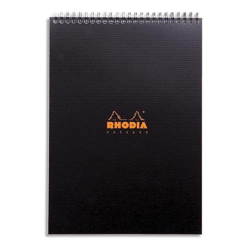 Bloc Notepad spirale Rhodia en tte en polypropylne 160 feuilles format 21x29,7cm - Coloris noir