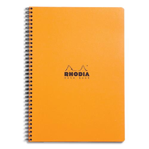 Cahier Notebook Rhodia spirale en carte 160 pages 5x5 format 22,5x29,7cm - Coloris orange