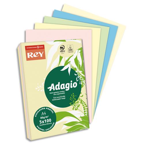 Papier couleur Adagio - coloris pastels assortis - A4 - 80 g - ramette de 500 feuilles