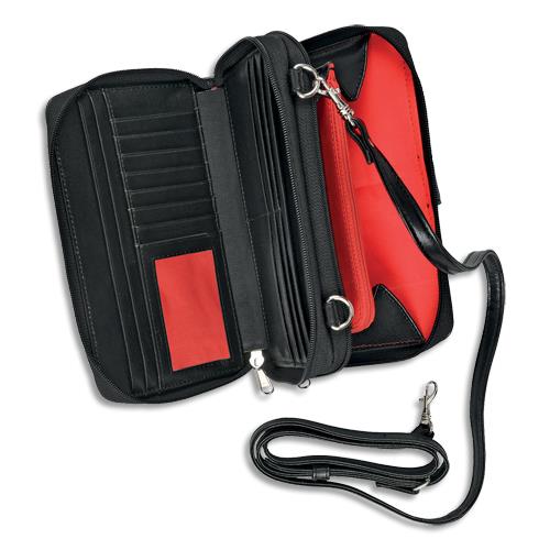 Mini sac Quo Vadis Tout en 1 Satiny en cuir de vachette satin 21x13x5cm - Coloris noir