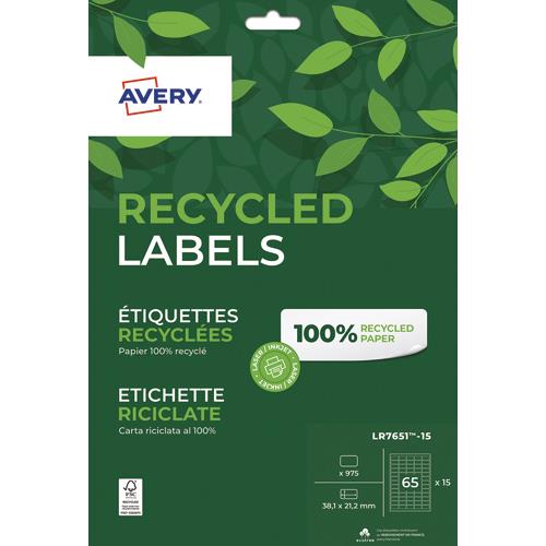 Boite de 975 tiquettes Avery recycles blanches 38,1 x 21,2mm - Impression Jet d'encre & Laser