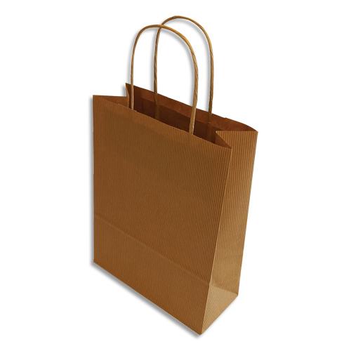 Boite 250 sacs poignes torsade Bong kraft naturel 100% - format 220 x 330 x 100 cm - Couleur Naturel