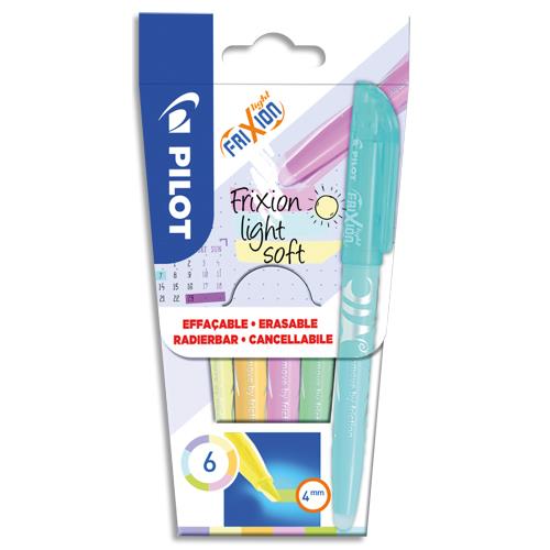 Pochette de 6 surligneurs effaables Pilot FRIXION Light Soft - Coloris pastel