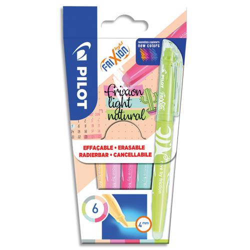 Pochette de 6 surligneurs effaables Pilot FRIXION Light Natural - Coloris tendance