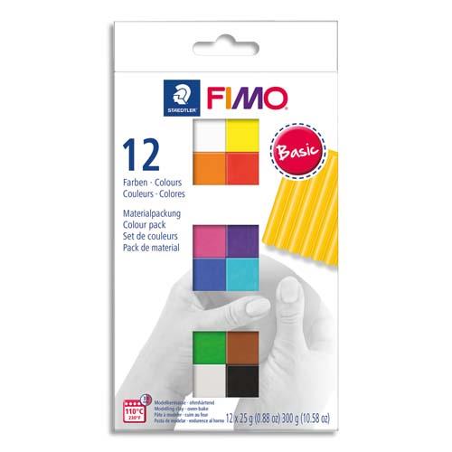 Bote de 12 pains Graine Crative 25g Fimo Soft couleurs basiques assorties