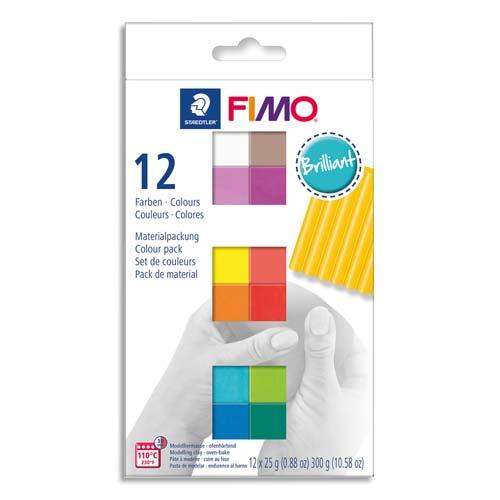 Bote de 12 pains Graine Crative 25g Fimo Soft couleurs brillantes assorties