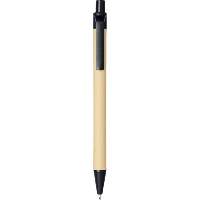 Stylo bille en carton recycl et plastique de mas personnalisable encre noire
