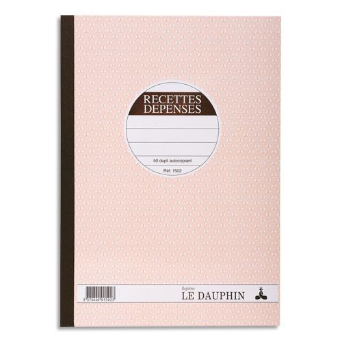 Carnet recette/dpense LE DAUPHIN 21x29,7cm autocopiant text 50 feuillets numrots dupli