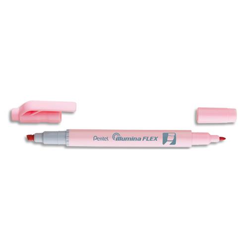Surligneur Pentel Illumina Flex bi-pointe 2,5/4,2mm - Coloris rose pastel