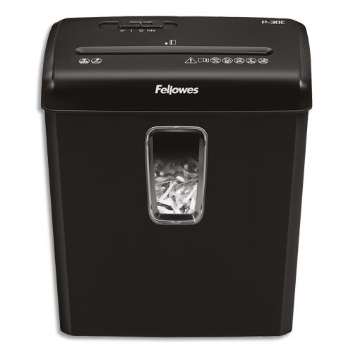 Fellowes powershred p-30c destructeur de papier destruction croise 22 cm noir
