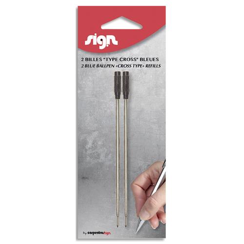 Blister de 2 recharges billes compatible Sign CROSS pointe moyenne - Coloris noir