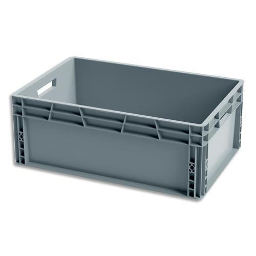 Bac de rangement Viso Gris en polypropylne - gerbable - charge 10L - Dimensions : L60 x l40 x H23 cm