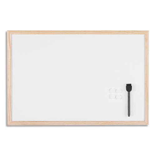 Tableau blanc magntique Bi-silque - surface en acier laqu, cadre en bois de pin - 60x40 cm