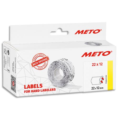 Boite de 6 rouleaux tiquettes Meto - 22x12mm - blanches sinusodales adhsif permanent