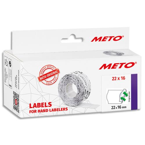 Boite de 6 rouleaux �tiquettes Meto - 22x16mm - blanches sinuso�dales adh�sif amovible