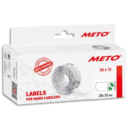 Boite de 6 rouleaux �tiquettes Meto - 26x12mm - blanches sinuso�dales adh�sif amovible