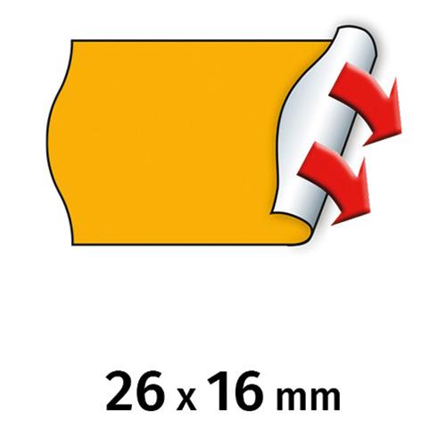 Boite de 6 rouleaux tiquettes Meto - 26x16mm - fluo orange sinusodales adhsif permanent