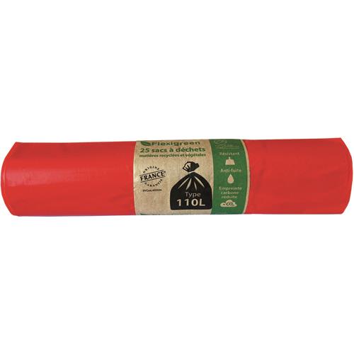 Bote de 250 sacs poubelles traditionnels 110 litres renforcs Rouges 70x110cm 32 microns NFE