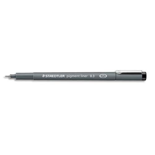 Feutre Staedtler Pigment Liner - pointe calibre bague mtal 0,3 mm - noir - encre pigmente infalsifiable rsiste aux UV
