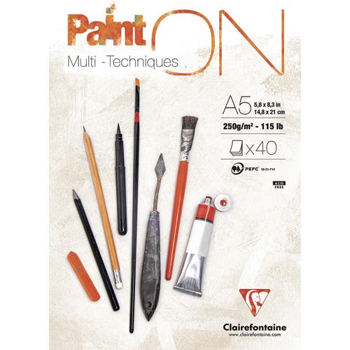Bloc PaintON - Encoll - A5 - Clairefontaine - 40F - 250g - Multi-technique