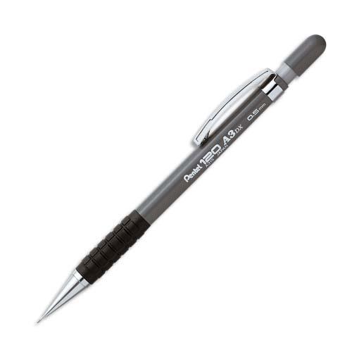 Porte-mine Pentel -  0.5 mm rechargeable -  corps plastique -  gris grip caoutchouc A-315