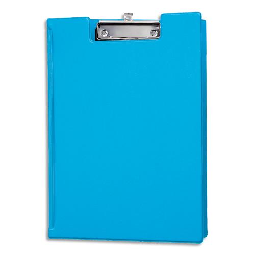 Porte-bloc  rabat  Maul A4 en PVC avec pince mtal- Pochette intrieure/porte-stylo - Coloris bleu
