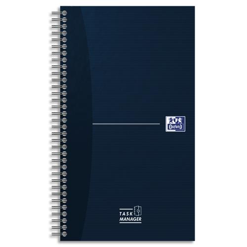 Cahier Oxford Task Manager - spirale - couverture carte - 230 pages spcifiques - 14,1x24,6cm - Coloris bleu
