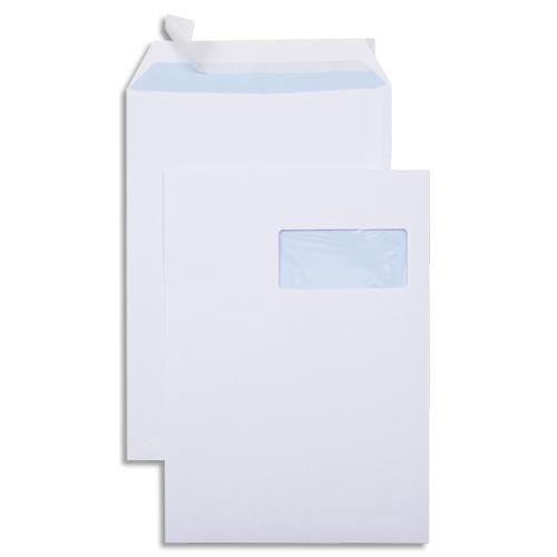 Bote de 250 pochettes vlin GPV - Blanc - 90g - C4 229x324mm - auto-adhsives avec fentre 50x110mm