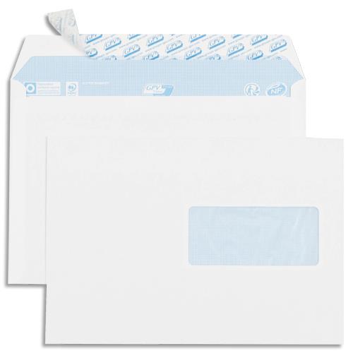 Bote de 500 enveloppes vlin GPV - Blanc - 80g - C5 162x229mm - auto-adhsives avec fentre 45x100mm