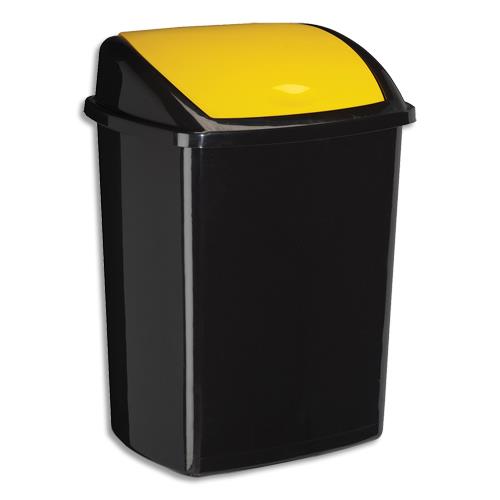 Poubelle  couvercle basculant CEP - jaune - 50 litres - en polypropylne recyclable - L40,5 x H68,5 x P31 cm