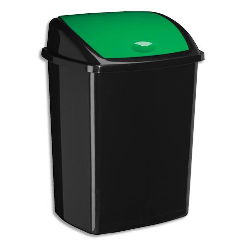 Poubelle  couvercle basculant CEP - vert - 50 litres - en polypropylne recyclable - L40,5 x H68,5 x P31 cm