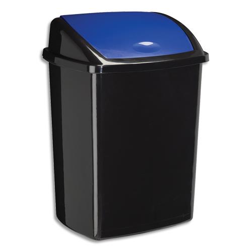 Poubelle  couvercle basculant CEP - bleu - 50 litres - en polypropylne recyclable - L40,5 x H68,5 x P31 cm