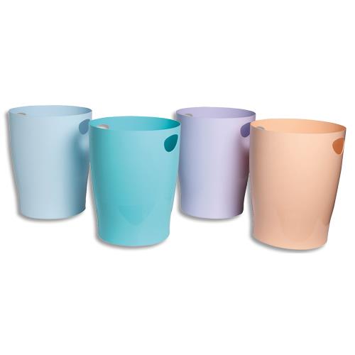 Corbeille papier Exacompta Eco Aquarel - 15L - Dim (diamtrexH):26x33,5cm - Assortis pastel : Bleu Corail Mauve Vert