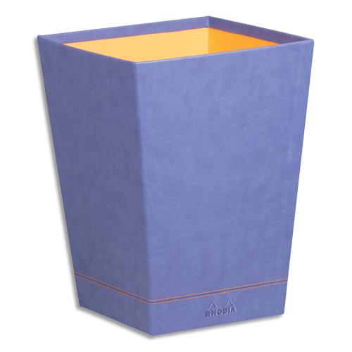 Corbeille  papier Rhodia Rhodiarama - 15L - en simili cuir italien - Dim (lxhxp) : 24x32x24 cm - Saphir