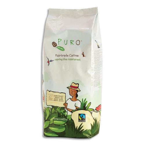 Paquet de 1kg Caf en grains Puro - FairTrade bio  - DARK ROAST 100% Arabica