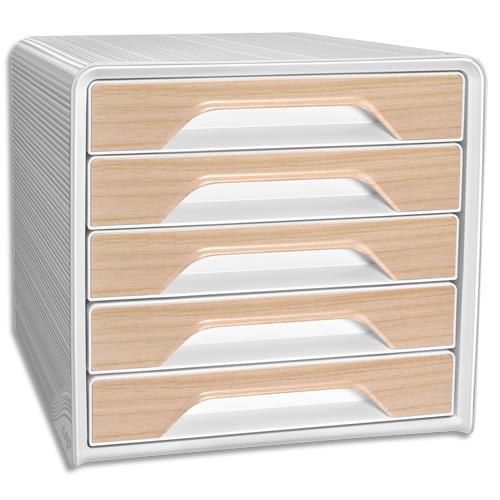Module de classement CEP SILVA SMOOVE - 5 tiroirs - Dimensions (l x h x p): 36 x 27 x 28,8 cm - Blanc/Htre