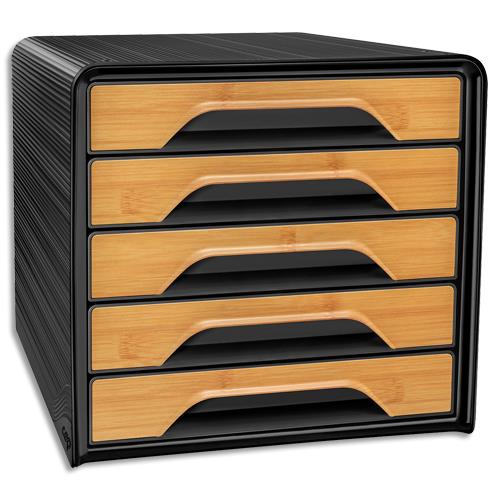 Module de classement CEP SILVA SMOOVE - 5 tiroirs - Dimensions (l x h x p): 36 x 27 x 28,8 cm - Noir/Bambou