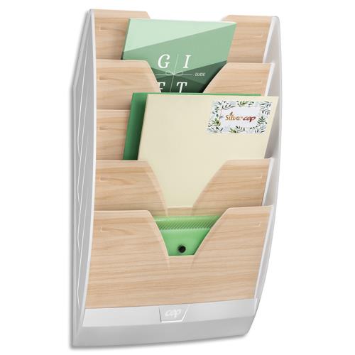 Prsentoir mural CEP 154 SILVA 5 cases - Dimensions (l x h x p) : 35 x 58 x 12,2 cm - Blanc/Htre