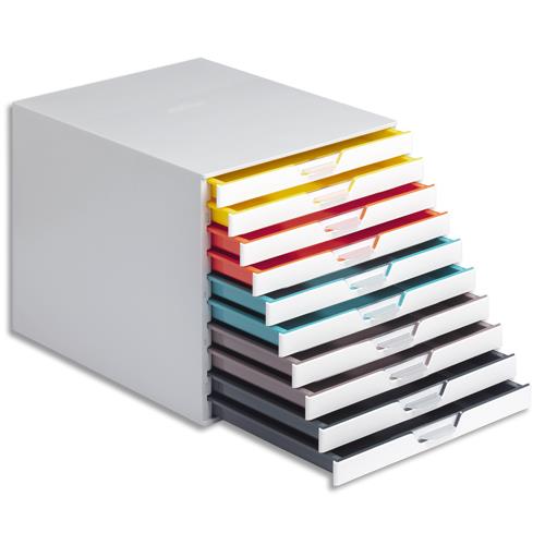 Module classement Durable Varicolor - Mix 10 tiroirs ABS - Dim (l x h x p): 29,2 x 28 x 35,6 cm - Multicouleurs