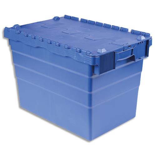 Bac de rangement navette VISO - 78L - polypropylne - Bleu - gerbable et embotable - poignes - Dim 60x40X41,6cm