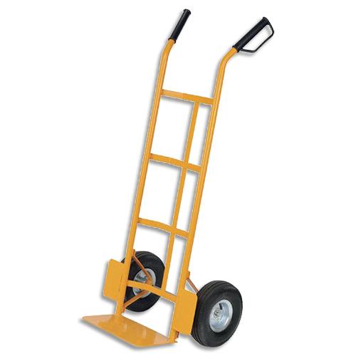 Diable de manutention VISO - jaune - en acier avec 2 roues - bavette 210 x 360 mm - Charge maximale de 200 kg