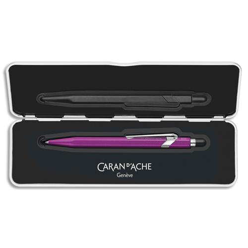 Stylo bille Caran d'Ache 849 Colormat X - Corps hexagonal en alu - finition microbill�e - Slimpack-Violet